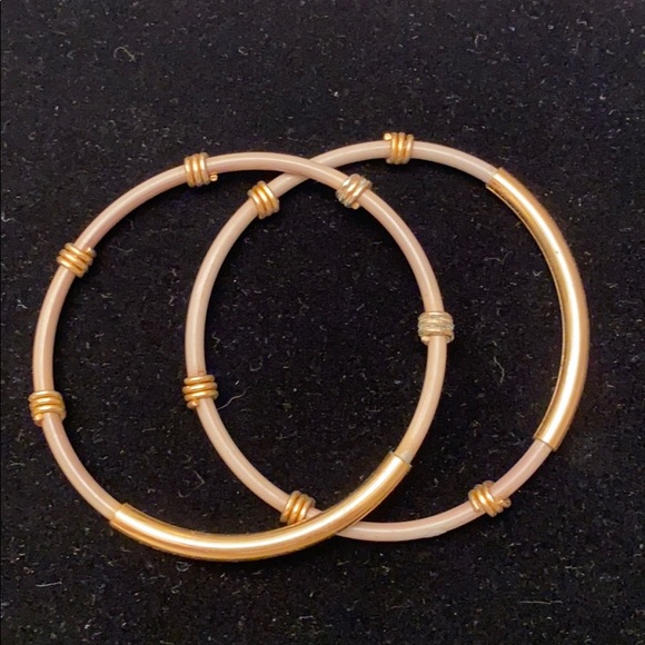 Two Skinny Gold Tone & Resin Bangle Bracelets - Picture 1 of 5